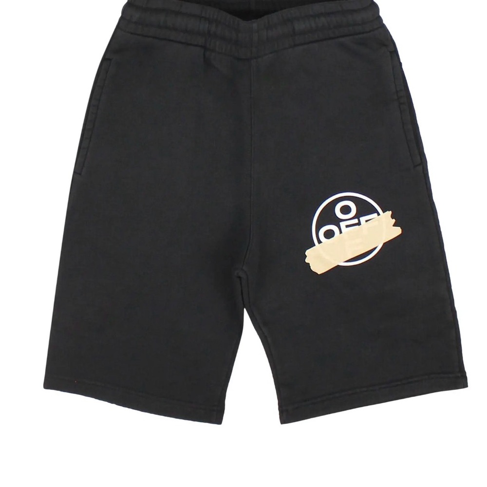 Off-White Black Athletic Shorts with White Graphic